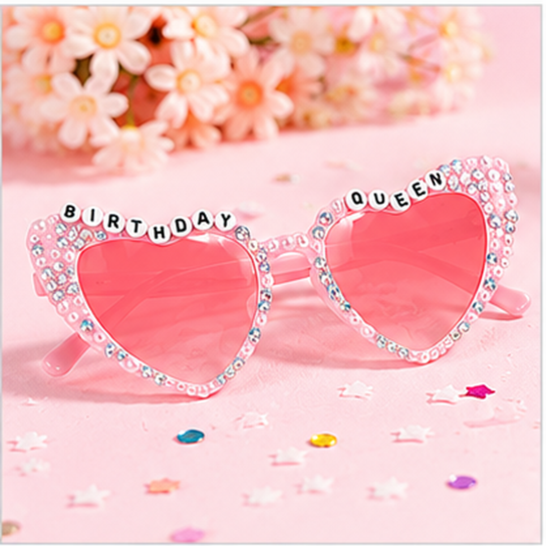 Etercycle Birthday Queen Heart Shaped Party Glasses - 1PC
