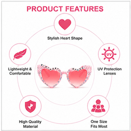 Etercycle Birthday Queen Heart Shaped Party Glasses - 1PC