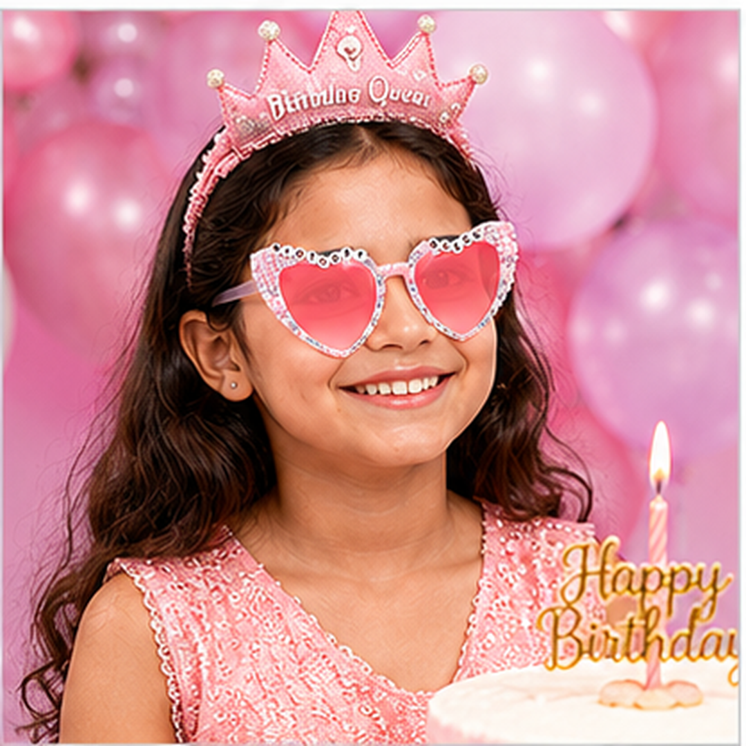 Etercycle Birthday Queen Heart Shaped Party Glasses - 1PC