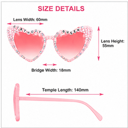 Etercycle Birthday Queen Heart Shaped Party Glasses - 1PC