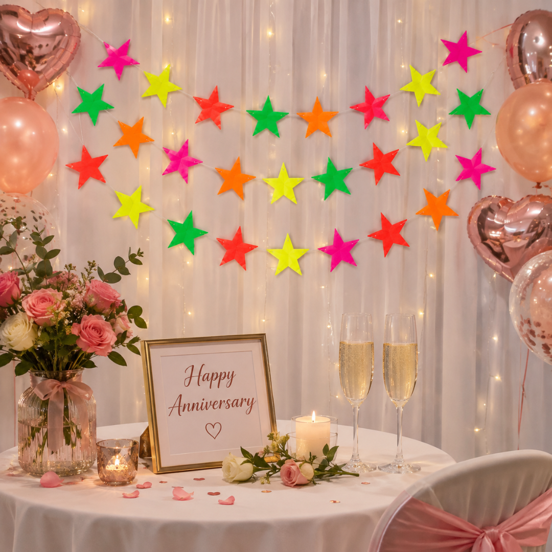 Neon Star Hanging Decoration - 6FT