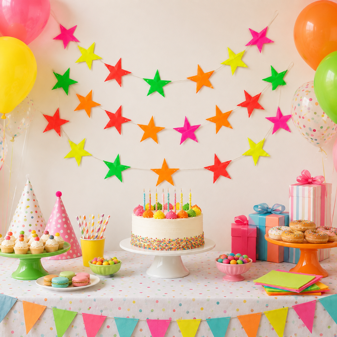 Neon Star Hanging Decoration - 6FT