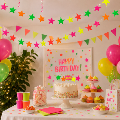 Neon Star Hanging Decoration - 6FT
