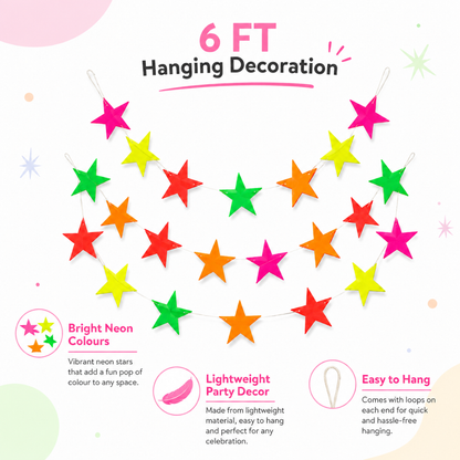 Neon Star Hanging Decoration - 6FT