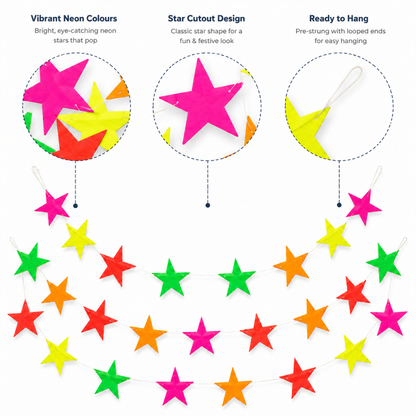 Neon Star Hanging Decoration - 6FT