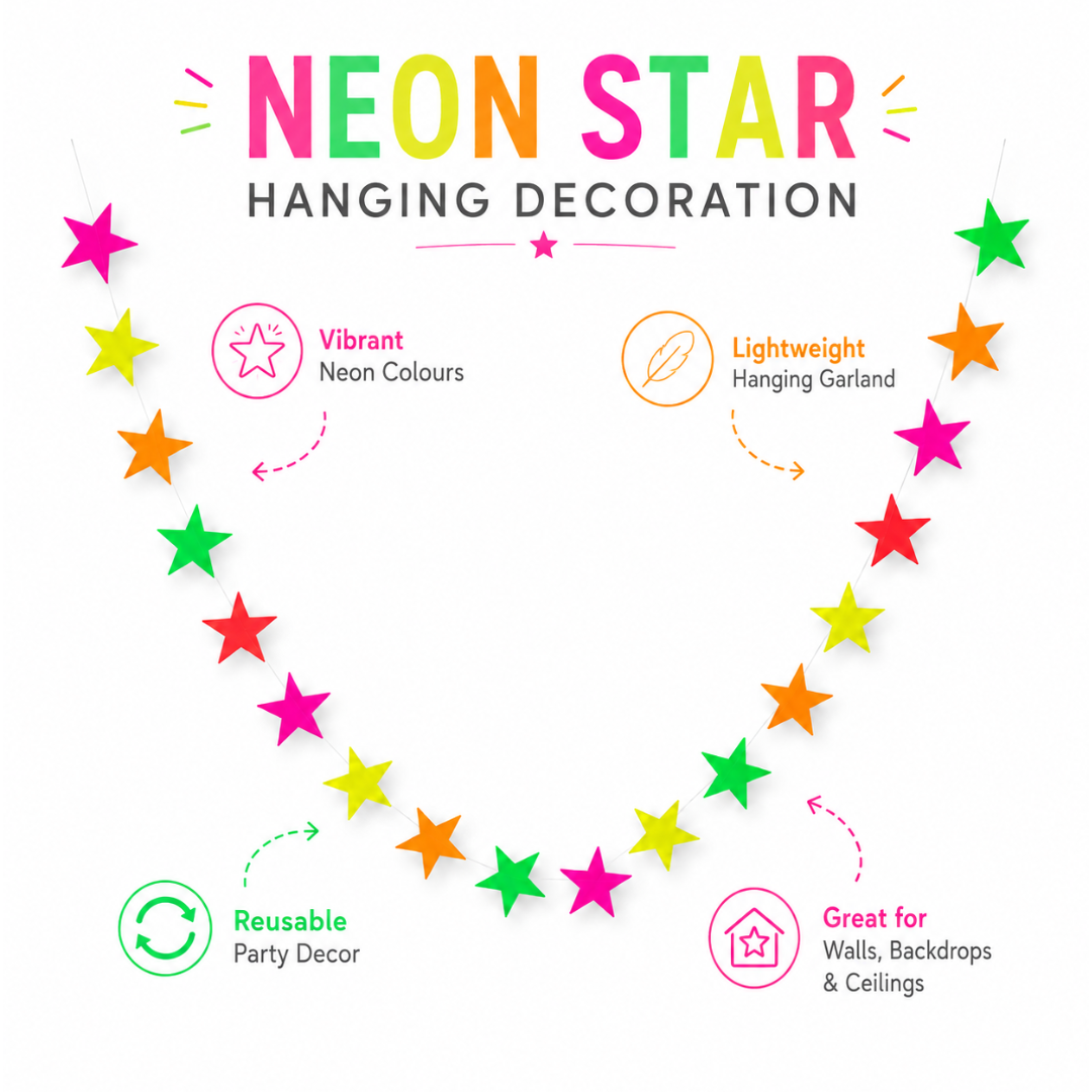 Neon Star Hanging Decoration - 6FT