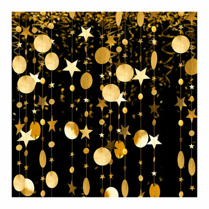 Round and Star Gold Hanging Decoration - 6FT