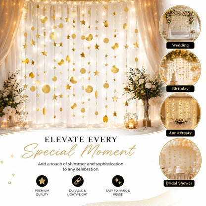 Round and Star Gold Hanging Decoration - 6FT