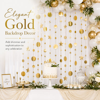 Round and Star Gold Hanging Decoration - 6FT