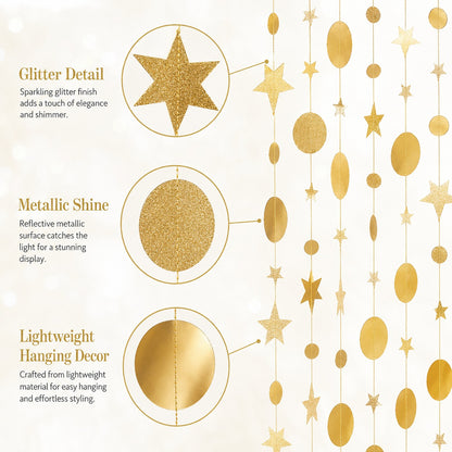 Round and Star Gold Hanging Decoration - 6FT