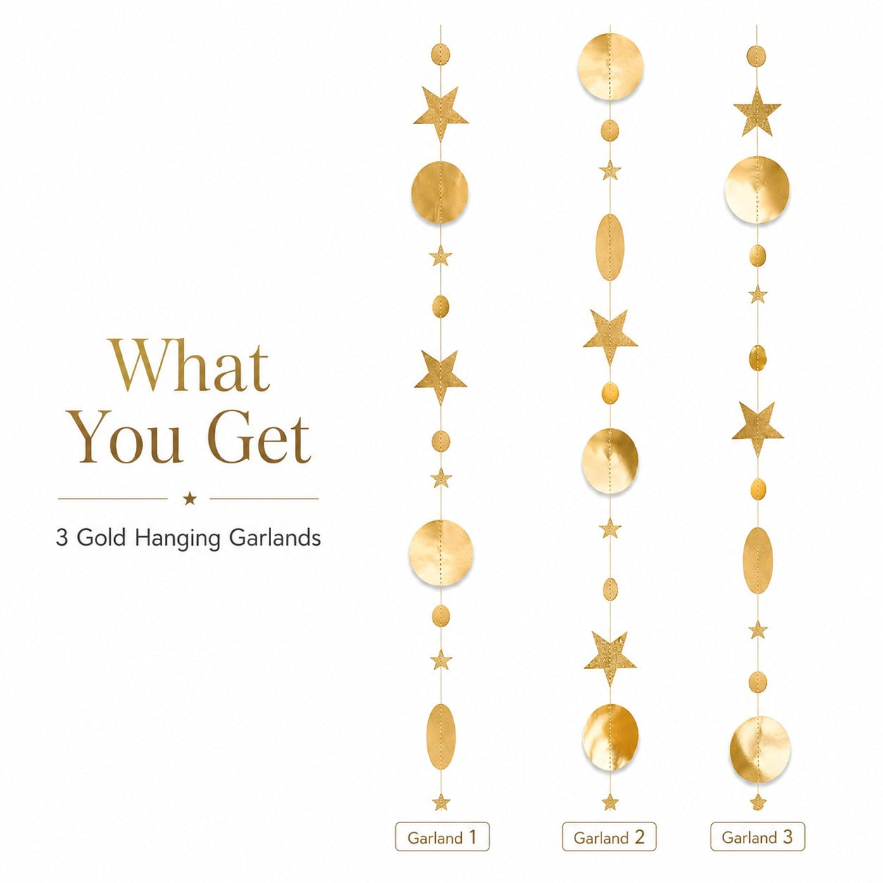 Round and Star Gold Hanging Decoration - 6FT