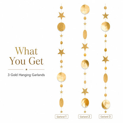 Round and Star Gold Hanging Decoration - 6FT