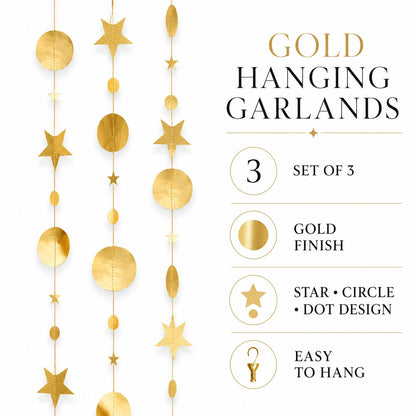 Round and Star Gold Hanging Decoration - 6FT