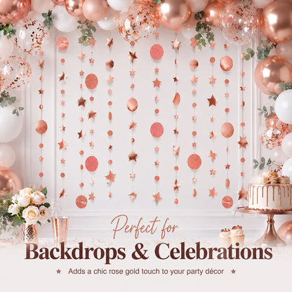 Round and Star Rose Gold Hanging Decoration - 6FT