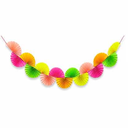 Neon Rainbow Chain Garland Party Decoration Paper Fans - 6FT