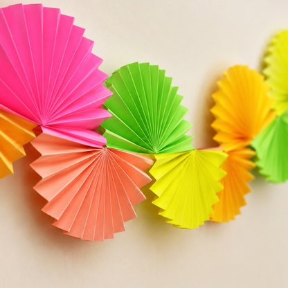 Neon Rainbow Chain Garland Party Decoration Paper Fans - 6FT