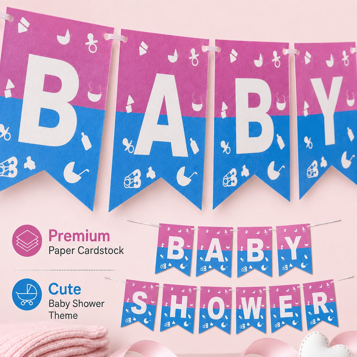 Baby Shower Banner Blue & Pink - 9FT