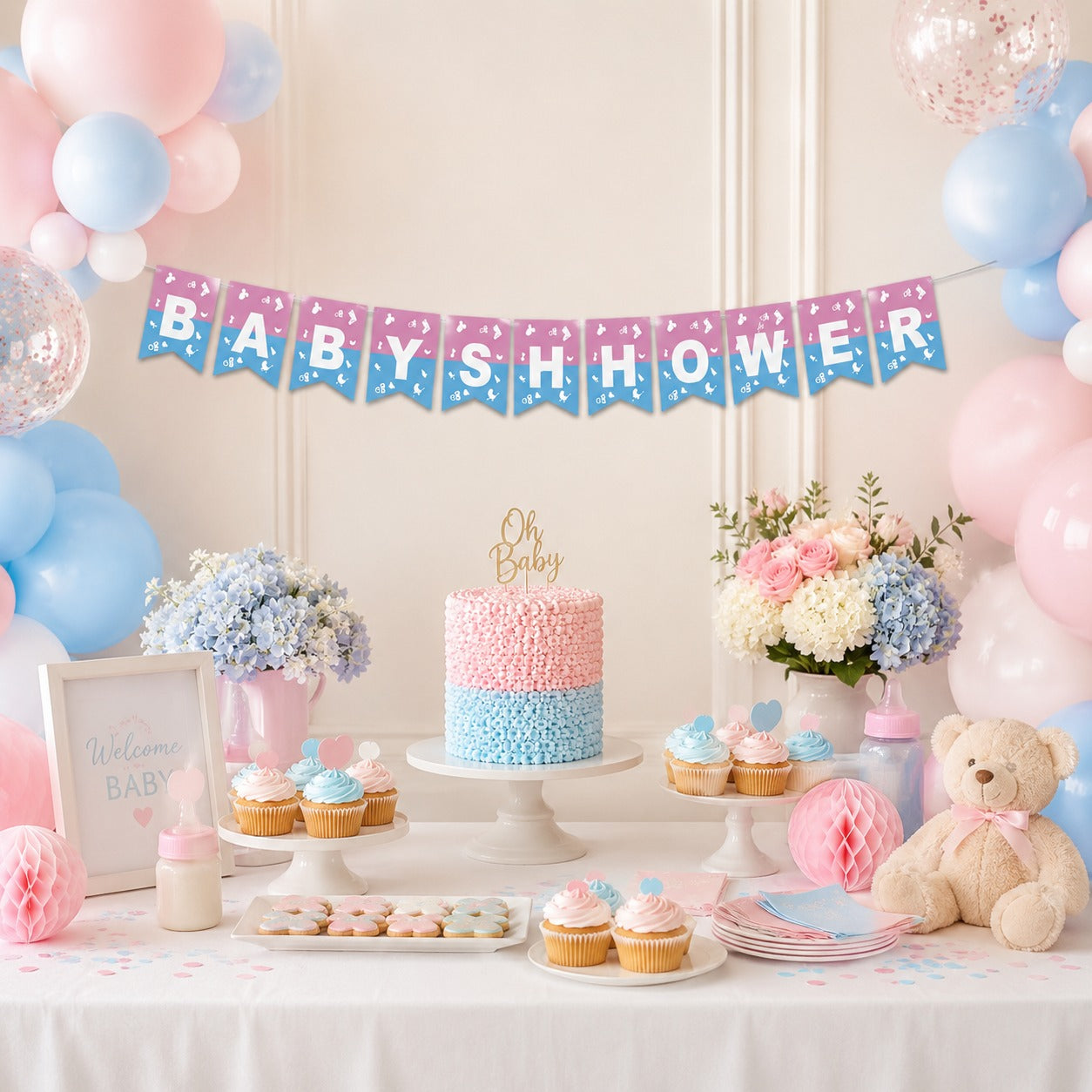 Baby Shower Banner Blue & Pink - 9FT