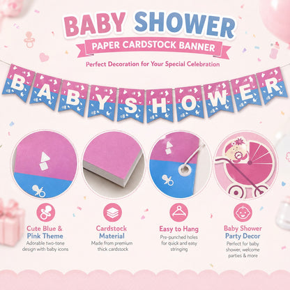 Baby Shower Banner Blue & Pink - 9FT