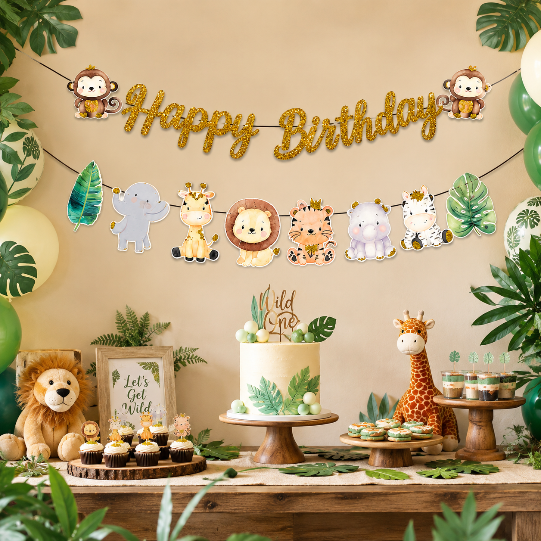 Golden & Black Wall Decoration Kit & Balloons Set - Set of 47PC