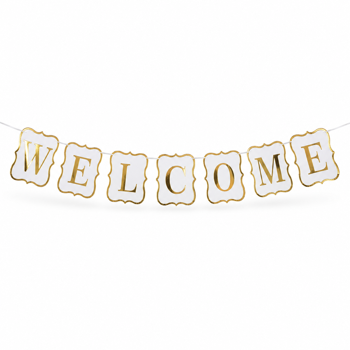 Welcome Banner White & Gold - 9FT