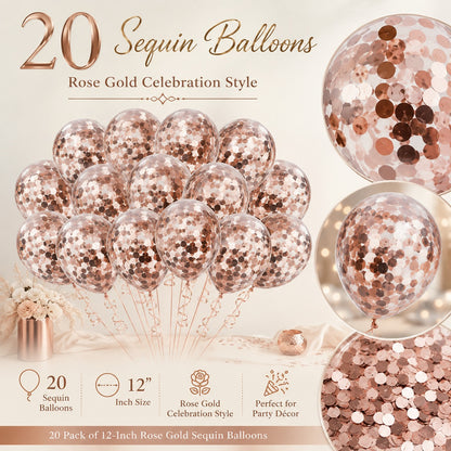 Rose Gold Wall Decoration Kit & Balloons - 47PC Set
