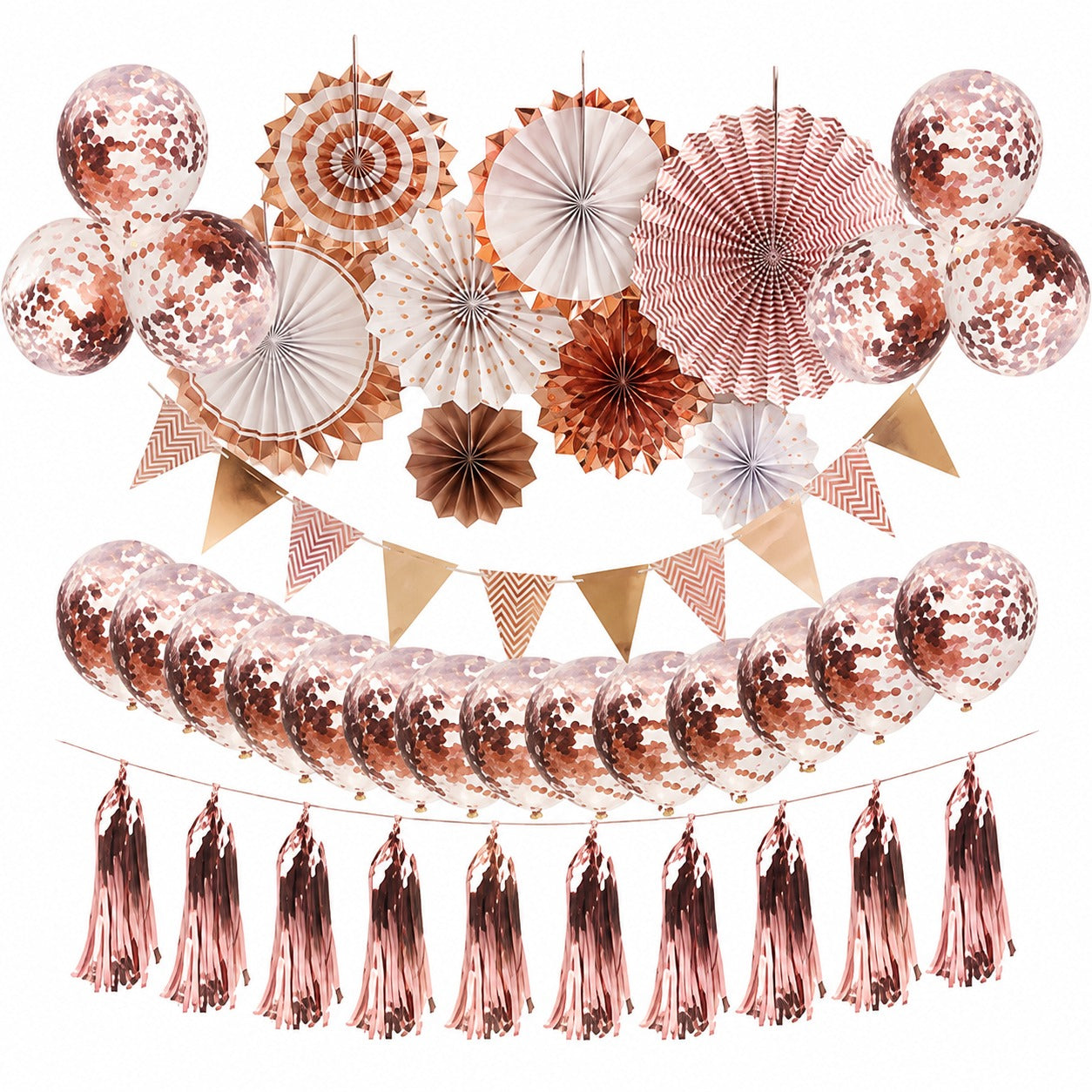 Rose Gold Wall Decoration Kit & Balloons - 47PC Set