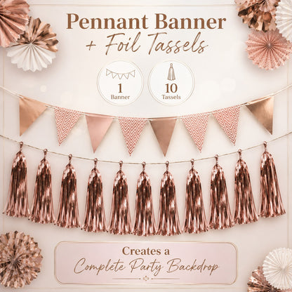 Rose Gold Wall Decoration Kit & Balloons - 47PC Set