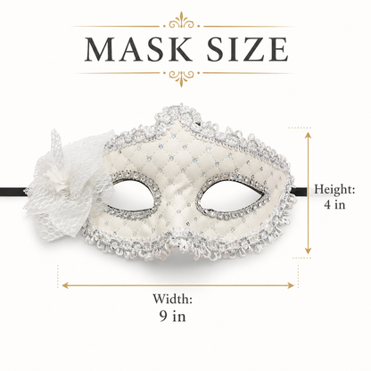 Premium Luxury White Leatherite Mask with Flower - 1PC