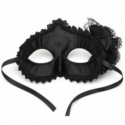 Premium Luxury Black Leatherite Mask with Flower - 1PC