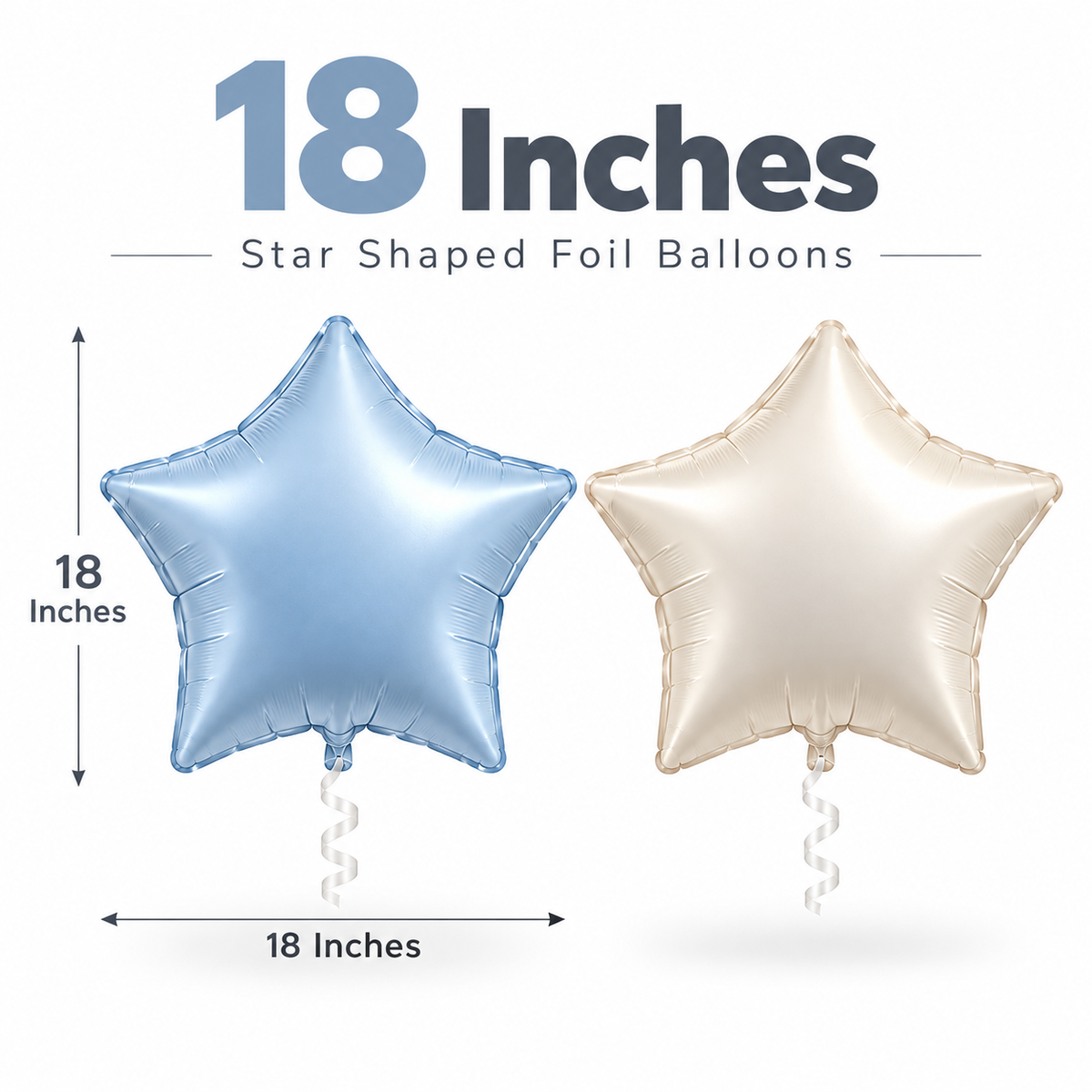 Pastel Blue and Pearl White Star Shaped Balloons Set - 10PC | 18 inches | Helium Quality Balloons