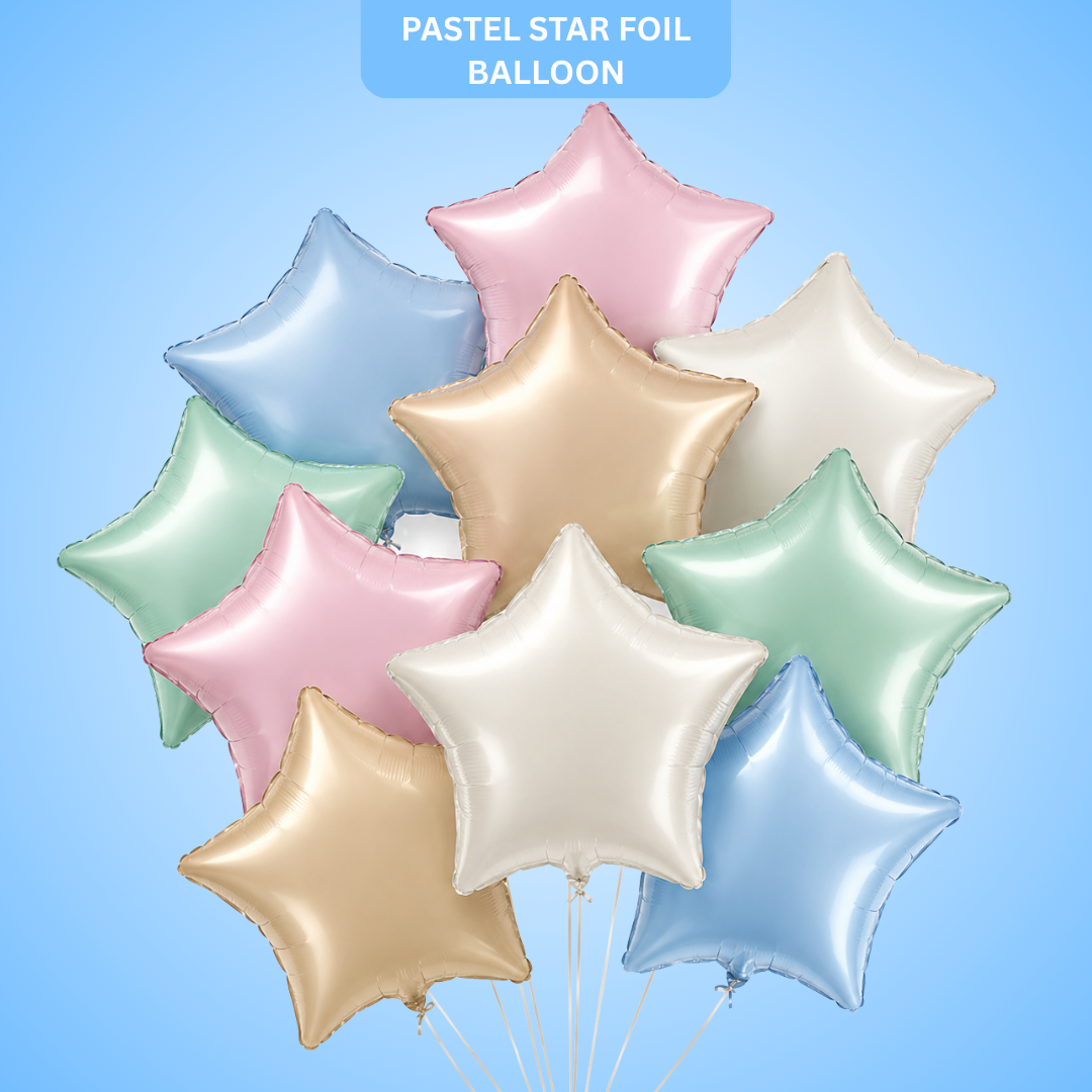 Pastel Macaron Color Star Balloons Set - 10PC | 18 inches | Helium Quality Balloons