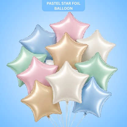 Pastel Macaron Color Star Balloons Set - 10PC | 18 inches | Helium Quality Balloons