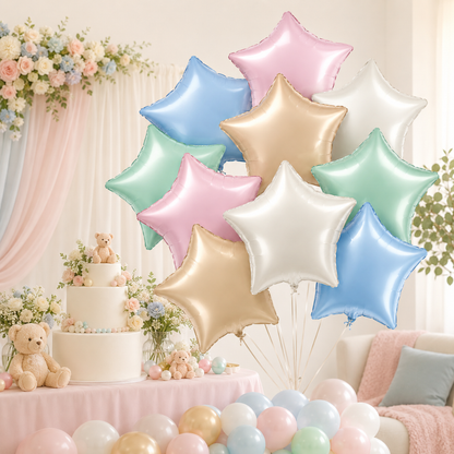 Pastel Macaron Color Star Balloons Set - 10PC | 18 inches | Helium Quality Balloons