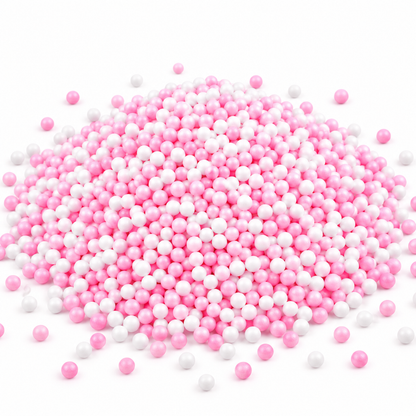 Pastel Pink & White Foam Balls for Pinata Fillers, Slime Making, Art n Craft Project and Gift Packing - 50 Grams - 1 Pack