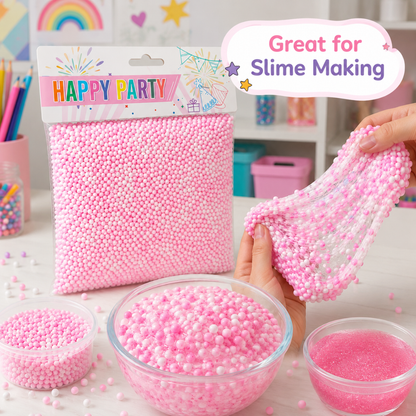 Pastel Pink & White Foam Balls for Pinata Fillers, Slime Making, Art n Craft Project and Gift Packing - 50 Grams - 1 Pack