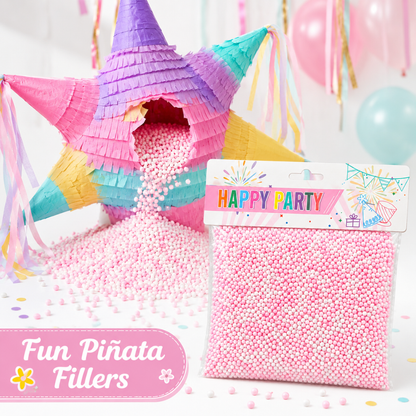 Pastel Pink & White Foam Balls for Pinata Fillers, Slime Making, Art n Craft Project and Gift Packing - 50 Grams - 1 Pack