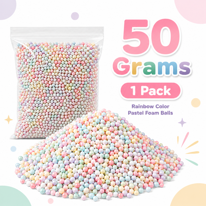 Rainbow Color Pastel Foam Balls for Pinata Fillers, Slime Making, Art n Craft Project and Gift Packing - 50 Grams - 1 Pack