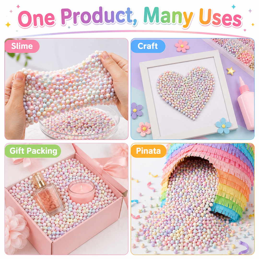 Rainbow Color Pastel Foam Balls for Pinata Fillers, Slime Making, Art n Craft Project and Gift Packing - 50 Grams - 1 Pack