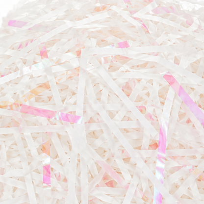 Iridescent Pink & White Paper Shreds for Gift Packing | Crinkle Paper for Art & Craft - 50 Grams