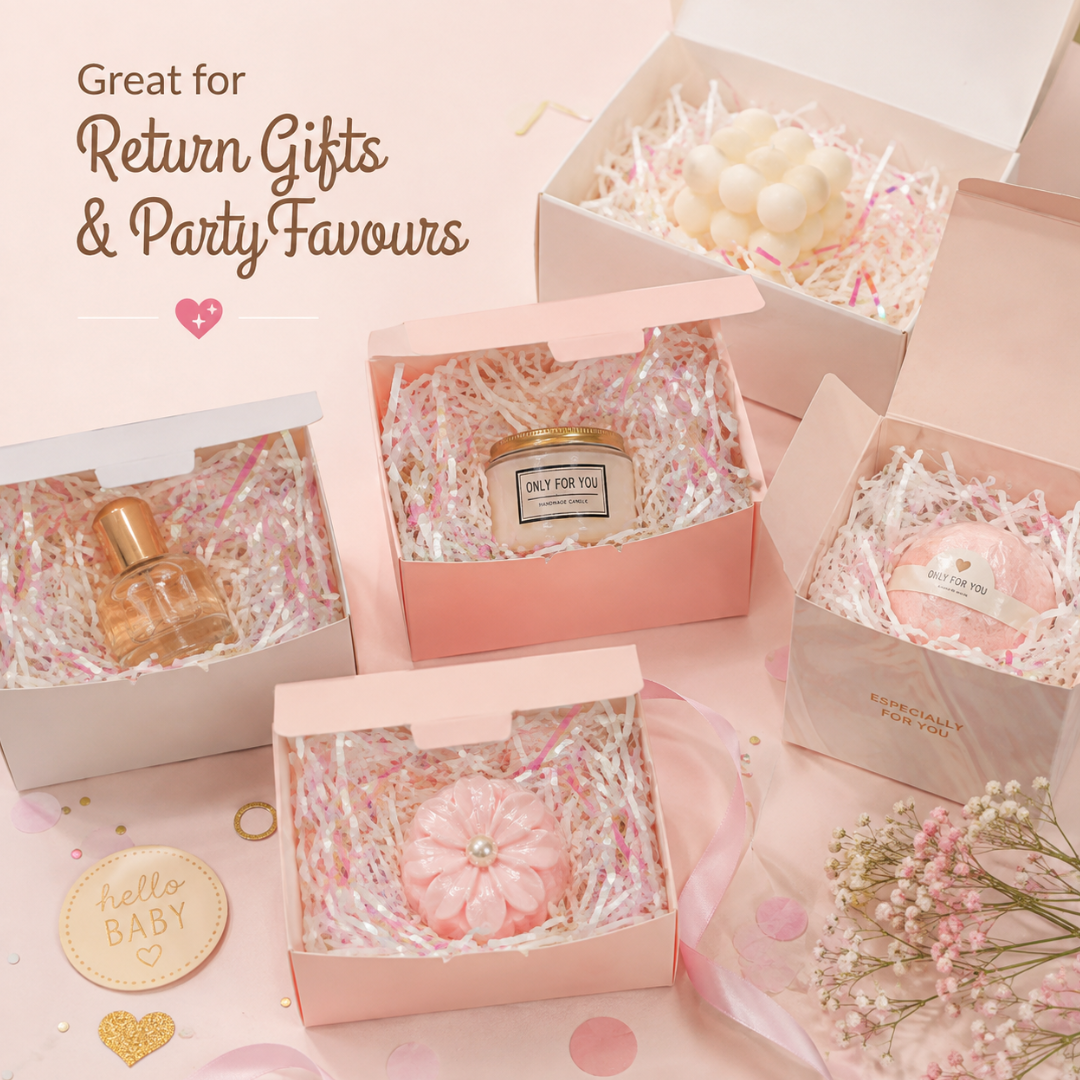 Iridescent Pink & White Paper Shreds for Gift Packing | Crinkle Paper for Art & Craft - 50 Grams