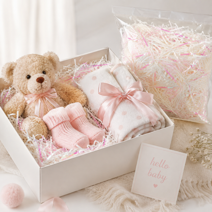 Iridescent Pink & White Paper Shreds for Gift Packing | Crinkle Paper for Art & Craft - 50 Grams