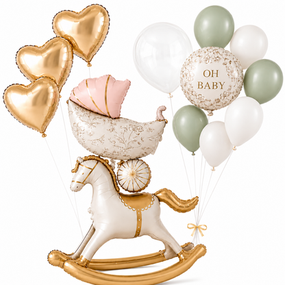 Horse Pink Teddy Pram Ballloon Set - 13PC