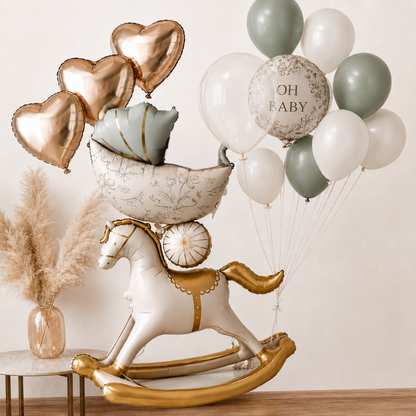 Horse Teddy Pram Blue Balloon Set - 13PC