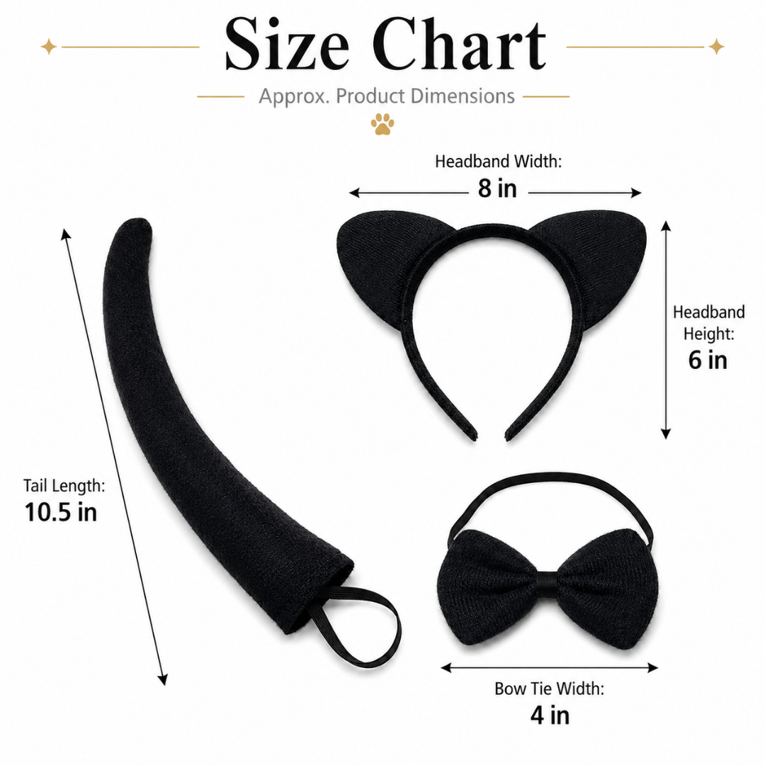 Cat Ears Black Headband & Tail Set