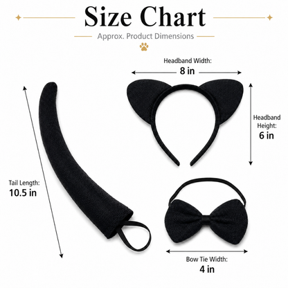 Cat Ears Black Headband & Tail Set