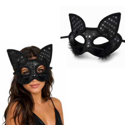 Fancy Cat Mask Black for Masquerade & Notty Party