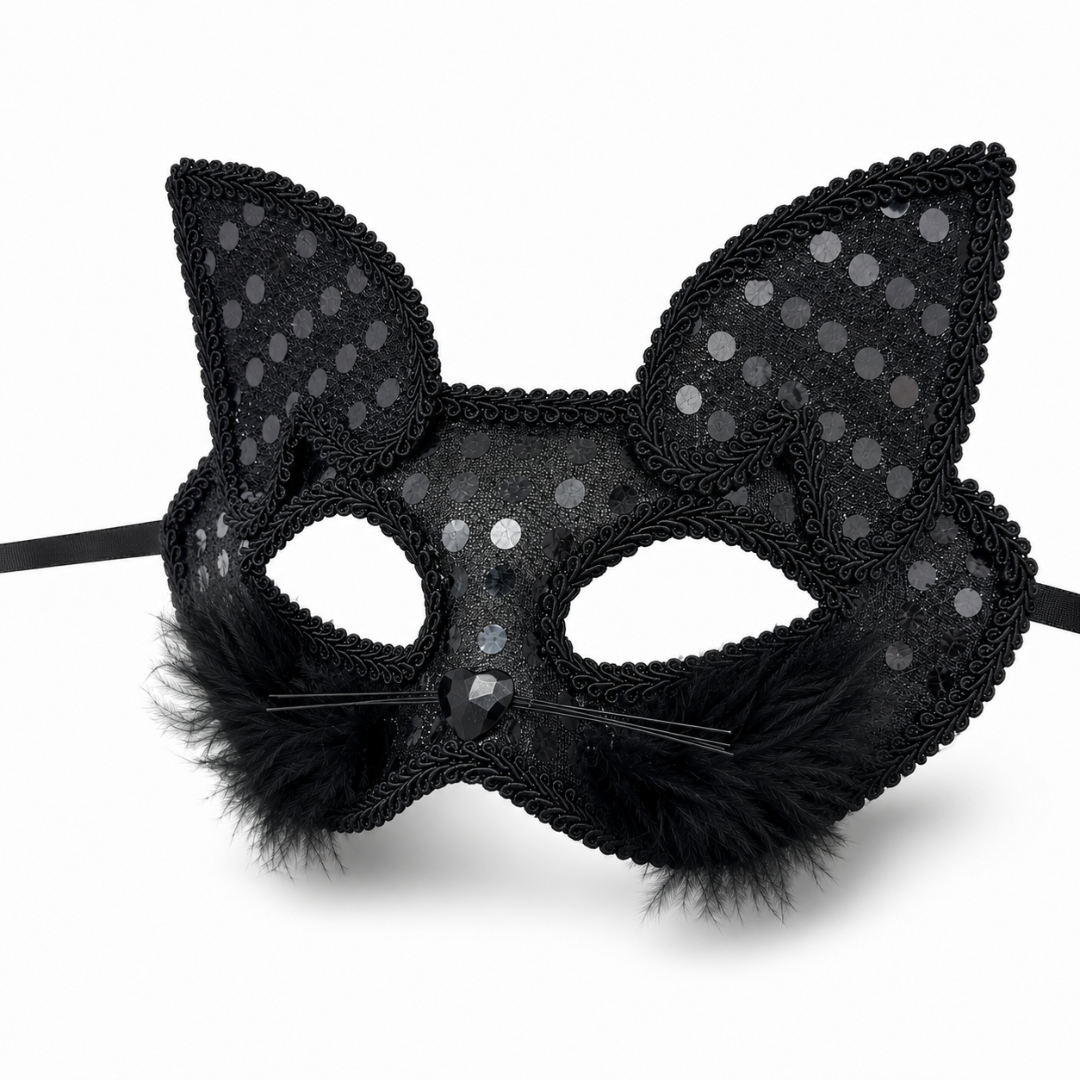 Fancy Cat Mask Black for Masquerade & Notty Party