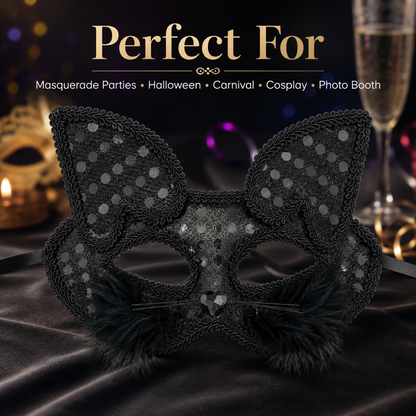Fancy Cat Mask Black for Masquerade & Notty Party