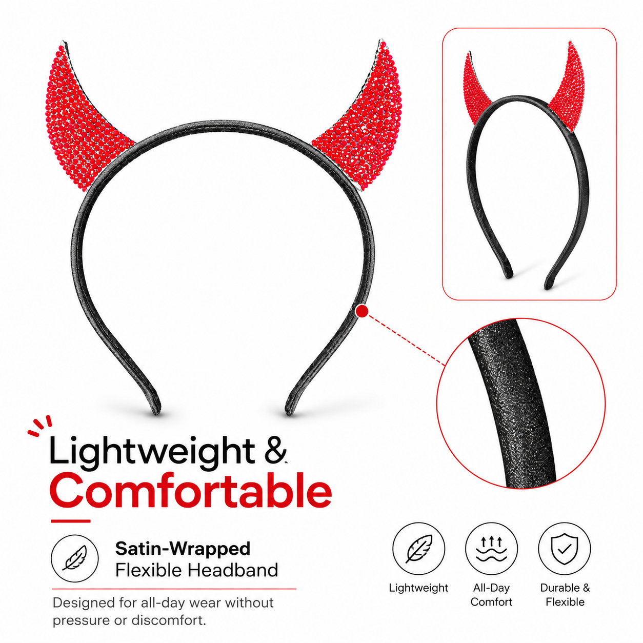 Rhine Stone Red Devil Headband